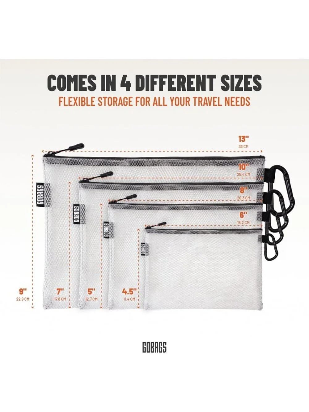 Multi-Size Clear Zipper Pouch Set - Cable Organizer & Travel Bag for Tech Gear